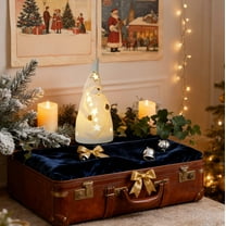 Christmas Village Figurines Lighted Ceramic Houses - Christmas Decorations Indoor - White Xmas Holiday Farmhouse Rustic Decor for Home Table Room