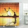 thumbnail image 1 of KSADK Orange Net Silhouette of Man Catching The Fish in Twilight Fishing Cast People Shower Curtain 66x72 inch, 1 of 1