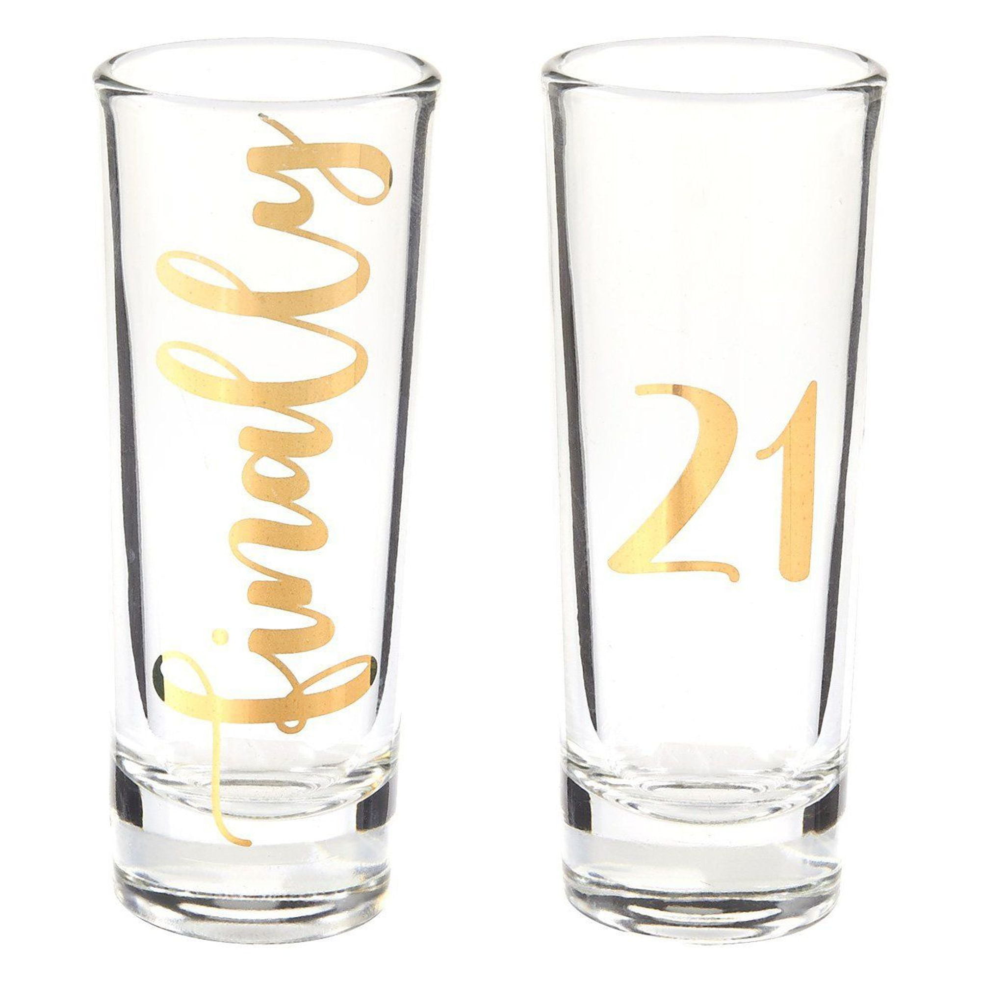 Dirty Thirty Shot Glasses Pair with Gold Foil Print for Celebrating Turning 30 Novelty Birthday Gift Party Favors- Set of 2 2 oz Each 
