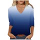 thumbnail image 2 of ICHUANYI Liquidación Camiseta holgada con estampado de moda para mujer Blusa con mangas 3/4 Tops casuales con cuello en V ICHUANYI WER2023082203420, 2 of 5