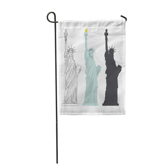 SIDONKU Cities Liberty Statue New York City USA Monuments Line Garden Flag Decorative Flag House Banner 28x40 inch
