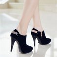 thumbnail image 3 of NOEGOEU Women's Suede Boots Platform Stiletto Ankle Boots Side Zip Fall Winter Dress Shoes (Black,39), 3 of 5