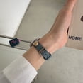 thumbnail image 5 of Compatible for Apple Watch Band 42mm 44mm 45mm 49mm Women Girls Boys, Slim Denim PU Leather Cute Bear Design Hand Strap Bracelet for iWatch Band Series SE 9 8 7 6 5 4 3 2 1 Ultra, Blue, 5 of 7
