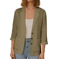 thumbnail image 2 of IUYRTFE Women's 3/4 Sleeve Button Front Blazer Jacket Relaxed Fit Casual Workwear Top, 2 of 7