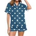 thumbnail image 2 of Pajama Sets for Women Summer Polka Dots Breathable Pajamas Sets Leisure Collared Short Sleeve Sleepwear with Shorts Summer Pajamas, 2 of 7