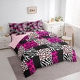 thumbnail image 3 of Manfei Zebra Leopard Print 7 Pieces Bedding Comforter Set for Female Men Teens,Geometric Plaid Full Bedding Set Lightweight,Animal Print Fitted Sheet Flat Sheet,Breathable Home Decor, 3 of 8