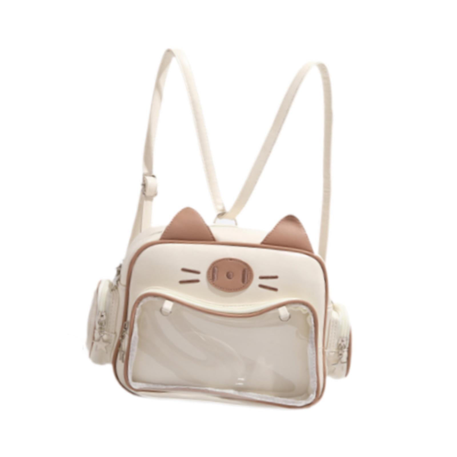 yuksok Cat Ita Bag Clear Window Crossbody Purse for Anime Display Pin Display Party Khaki