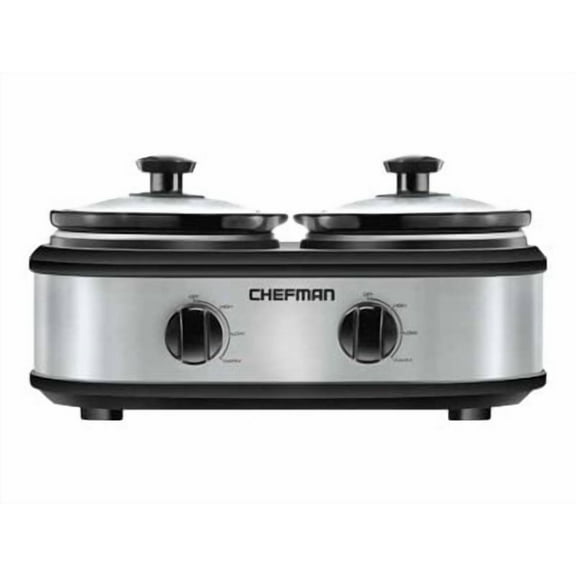 Chefman RJ15-125-D - Slow cooker - 2.5 qt - 160 W - stainless steel/black