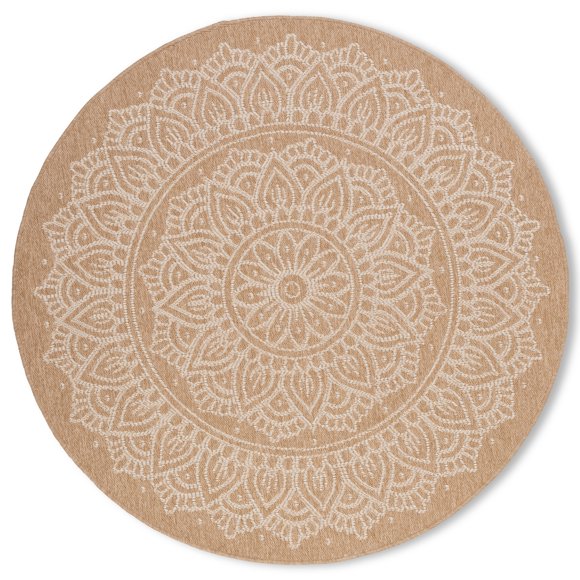 Erbanica Tapis Rond à Séchage Rapide Effet Jute Intérieur Extérieur