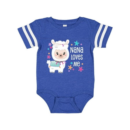 

Inktastic Nana Loves Me- cute and happy llama Gift Baby Boy or Baby Girl Bodysuit