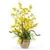 Nearly Natural Dancing Lady Artificial Orchid Artificial Flower Arrangement, Yellow