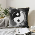 thumbnail image 6 of Fotbe Yin And Yang Pattern Velvet Decorative Throw Pillow Covers with Elegant Piping, Soft Plush Cushion Cover for Sofa, Bed, Car, Office-16"x16", 6 of 8