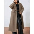 thumbnail image 4 of Women's Winter Oversized Wool Coat Notched Lapel Collar Loose Fit Maxi Long Overcoat Streetwear Brown L, 4 of 7
