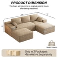 thumbnail image 2 of Wilayok 108" Oversized L-Shaped Sectional Sofa, Fluffy Corduroy Cloud Couch with 2 Ottomans, Plush Memory Foam Boneless Modular Sectional Couch for Living Room Small Space, Light Brown, 2 of 8