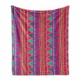 thumbnail image 1 of Psychedelic Soft Flannel Fleece Blanket, Tribal Style Illustration with Geometric Elements Zigzags Squares and Rhombuses, Cozy Plush for Indoor and Outdoor Use, 50" x 70", Multicolor, by Ambesonne, 1 of 6