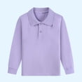 thumbnail image 2 of OGLCCG Kids Boys Long Sleeve Shirts Button Collard School Uniform Tops Casual Solid Color Tee Shirt for Teens 2-15 Years, 2 of 3