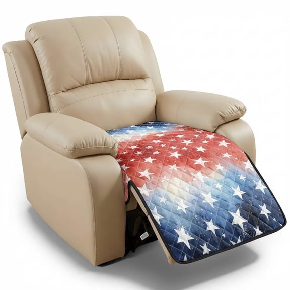 ZIATUBLES Recliner Chair Covers, Reclining Couch Slipcovers Seat Cushion, Anti-Slip Sofa Cover for Dogs Pets, Washable Furniture Protector, 38.58 x 24.40 Inches, Red White Blue Star Gradient Print