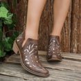 thumbnail image 4 of SACFOF Women's Western Ankle Boots Cutout Glitter Cowgirl Booties Pointed Toe Chunky Block Mid Heel V Cut Slip On Vintage Country Boots, 4 of 6
