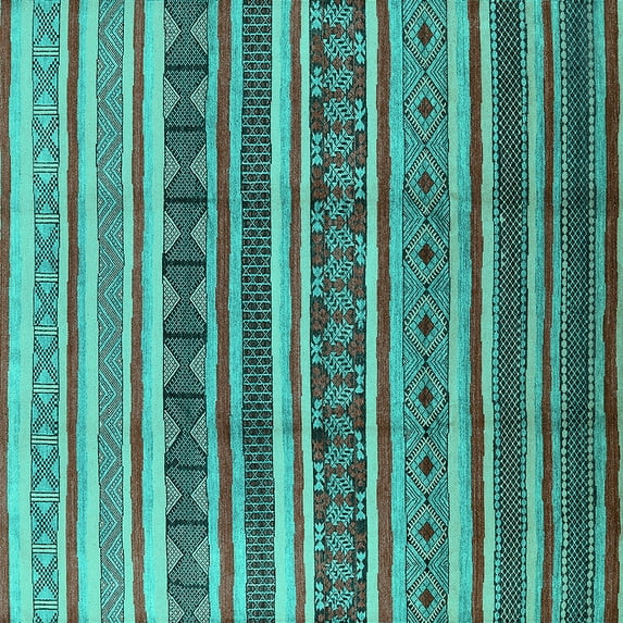 Ahgly Company Machine Washable Indoor Square Solid Turquoise Blue Modern Area Rugs, 3' Square