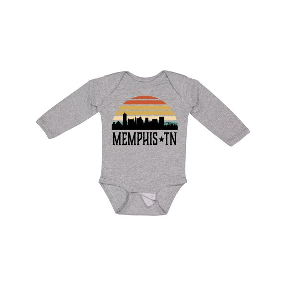 Inktastic Memphis Tennessee Skyline Retro Sunset Boys or Girls Long Sleeve Baby Bodysuit
