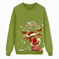 thumbnail image 2 of Towmus Matching Family Christmas Sweatshirts Elk Graphic Pullover Tops Casual Crewneck Long Sleeve for Parents Couples Kids, 2 of 4