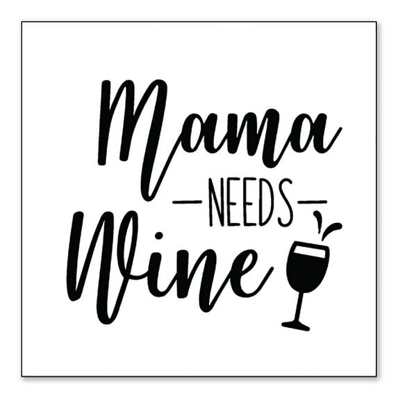 DistinctInk Custom Bumper Sticker - 8" x 8" Decorative Decal - White Background - Mama Needs Wine - Wine Glass