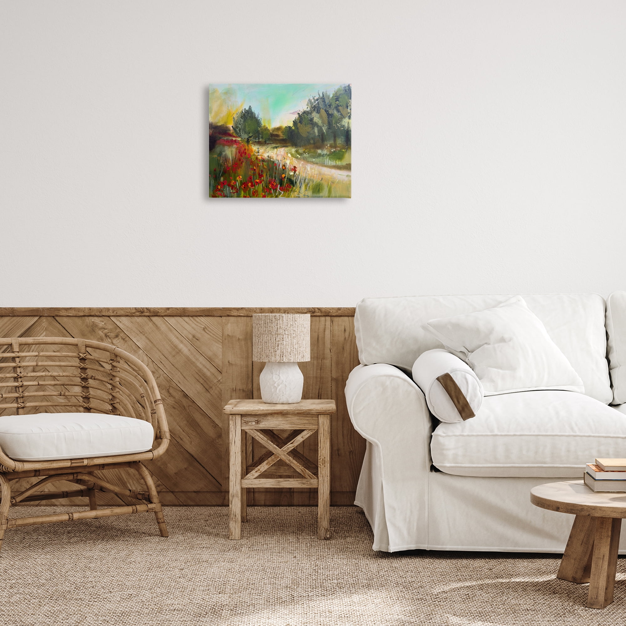 Stupell Industries Poppy Sunset Landscape Landscape & Nature Painting Wrapped Canvas Art Print Wall Art, 20 x 16