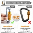thumbnail image 4 of IC ICLOVER [2 Pack] 30KN Auto Locking Climbing Carabiner Heavy Duty Aluminum D Ring Clips Twist Lock, Gray, 4 of 9