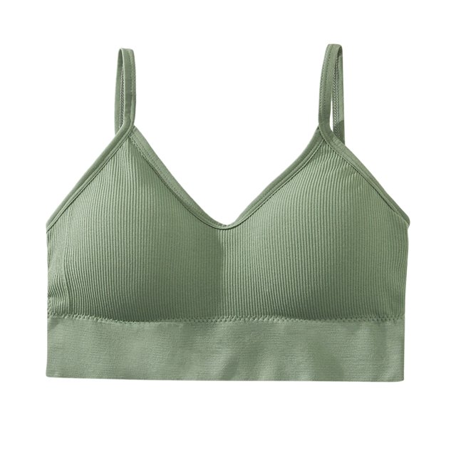 Gibobby Eslinga deportiva en forma de U sin costuras, pecho envuelto, acolchado para niña con almohadilla para el pecho, parte superior del tubo, ropa interior para mujer(Verde,Talla única)