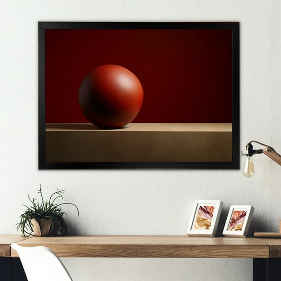 Designart "Deep Red Motion Sphere" Bowling Picture Framed Canvas Wall Art