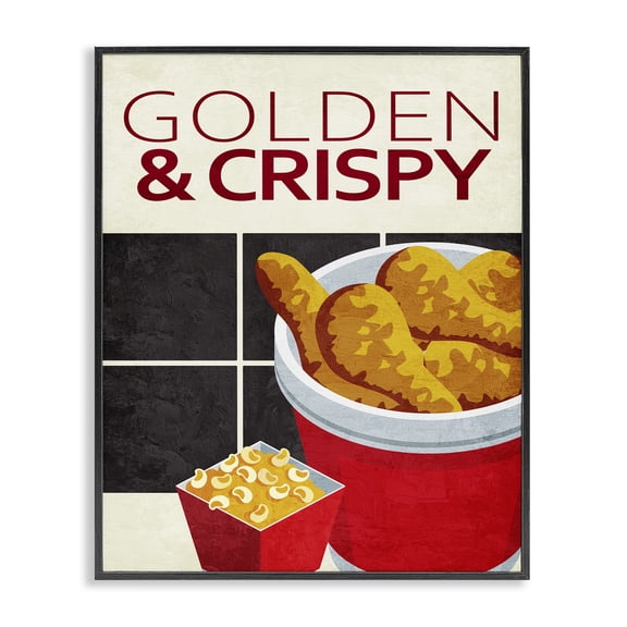 Stupell Industries Cottage Golden & Crispy Fried Food Black Framed Giclee Art, 11 x 14, by Kim Allen