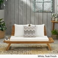 thumbnail image 3 of Ledger Outdoor Wooden Loveseat with Cushions, White and Teak, 3 of 11