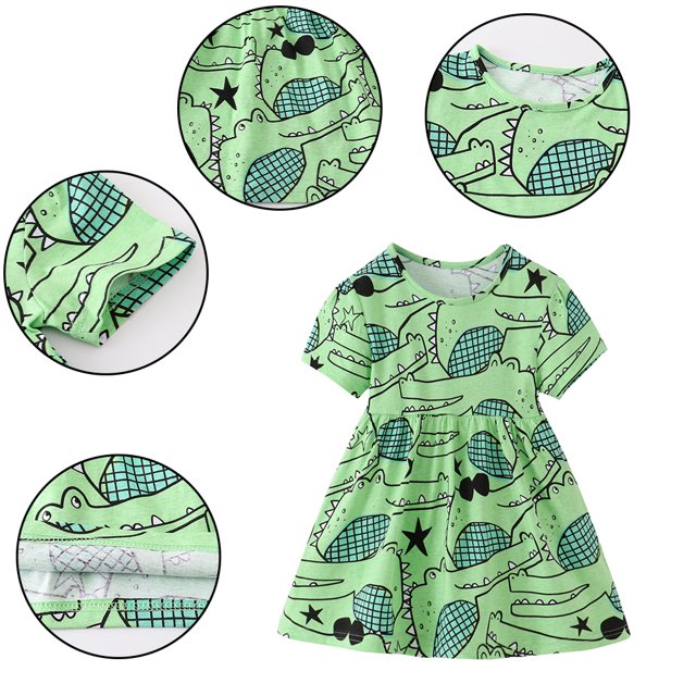 LYMAYTER Robe Décontractée pour Filles, Confort Fraîcheur, Coton, pour Tout-Petits, Été, Soleil, Mignonnes, 2-7 Ans