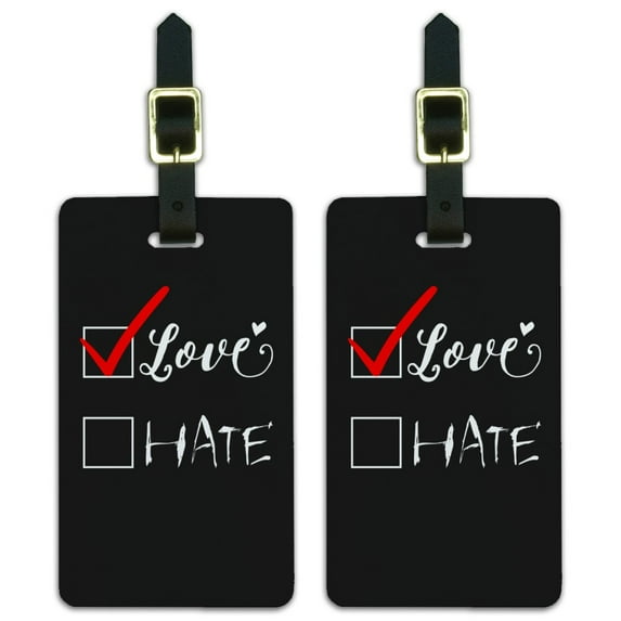 I Choose Love Not Hate Checkboxes Luggage ID Tags Suitcase Carry-On Cards - Set of 2
