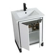 thumbnail image 4 of Fine Fixtures Opulence Collection 24 in. W x 18 in. D x 33 in. H Bathroom Vanity in White Matte with White Ceramic Sink - Black hardware, 4 of 9
