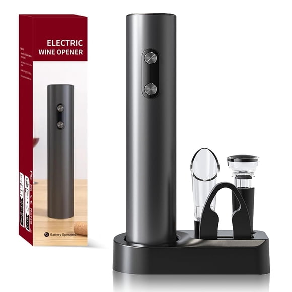 Juego De Abridor De Vino Eléctrico - Kit De Abridor Botella Destapadores Automático Con 4 Accesorios De Acero Inoxidable Cortador De Papel De Aluminio Tapón Adecuado Para Restaurante Bar Cocina