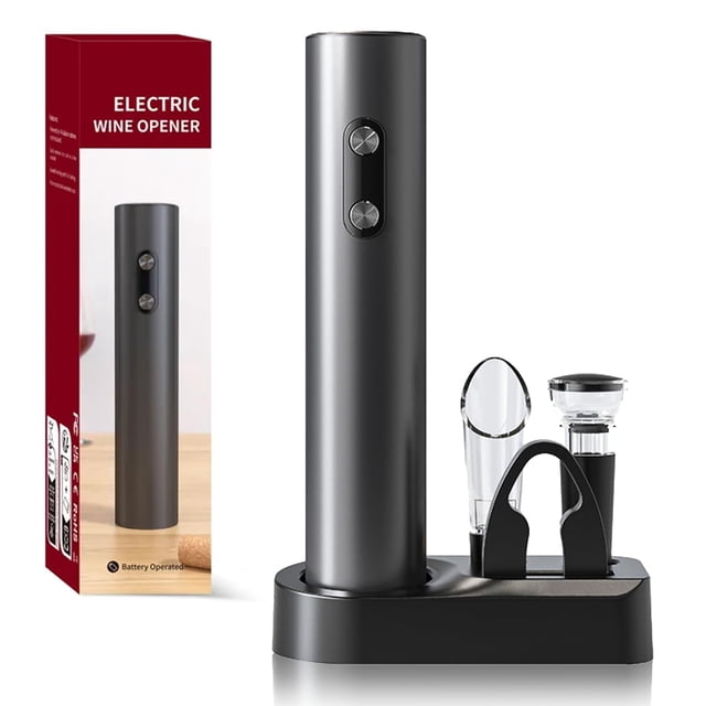 Juego De Abridor De Vino Eléctrico - Kit De Abridor Botella Destapadores Automático Con 4 Accesorios De Acero Inoxidable Cortador De Papel De Aluminio Tapón Adecuado Para Restaurante Bar Cocina