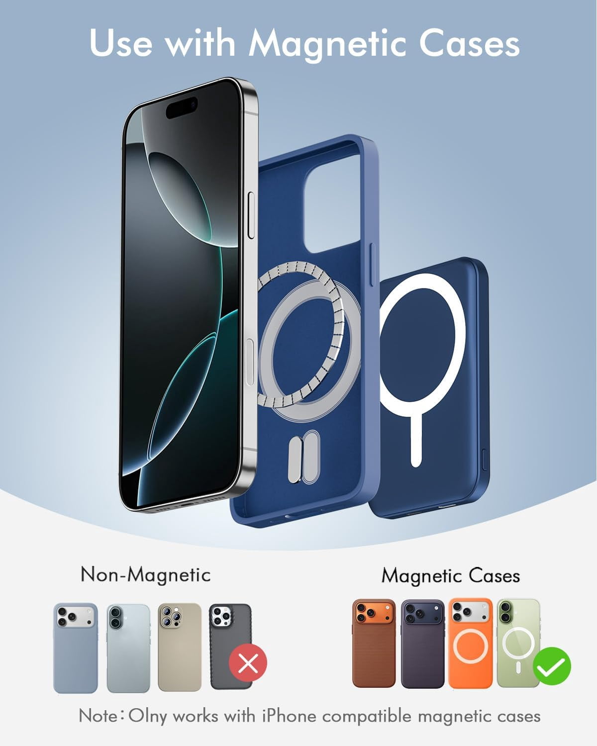 General for Magsafe Battery Pack, 5000mAh Magnetic Power Bank with Type-C Cable 20W PD Fast Charging Lighting Input Wireless Portable Charger for iPhone 17/16/15/14/13/12/ All Series-Dark Blue