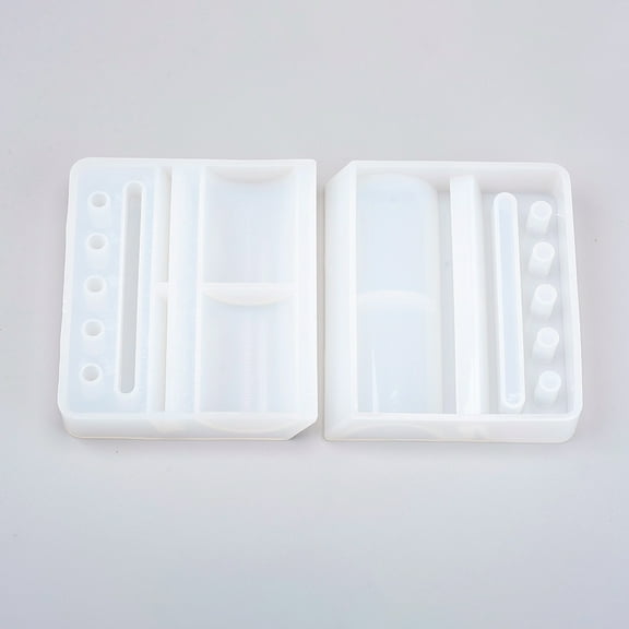DIY Silicone Penholder Molds Resin Casting Molds for UV Resin Epoxy Resin Jewelry Making White 118x103x24mm