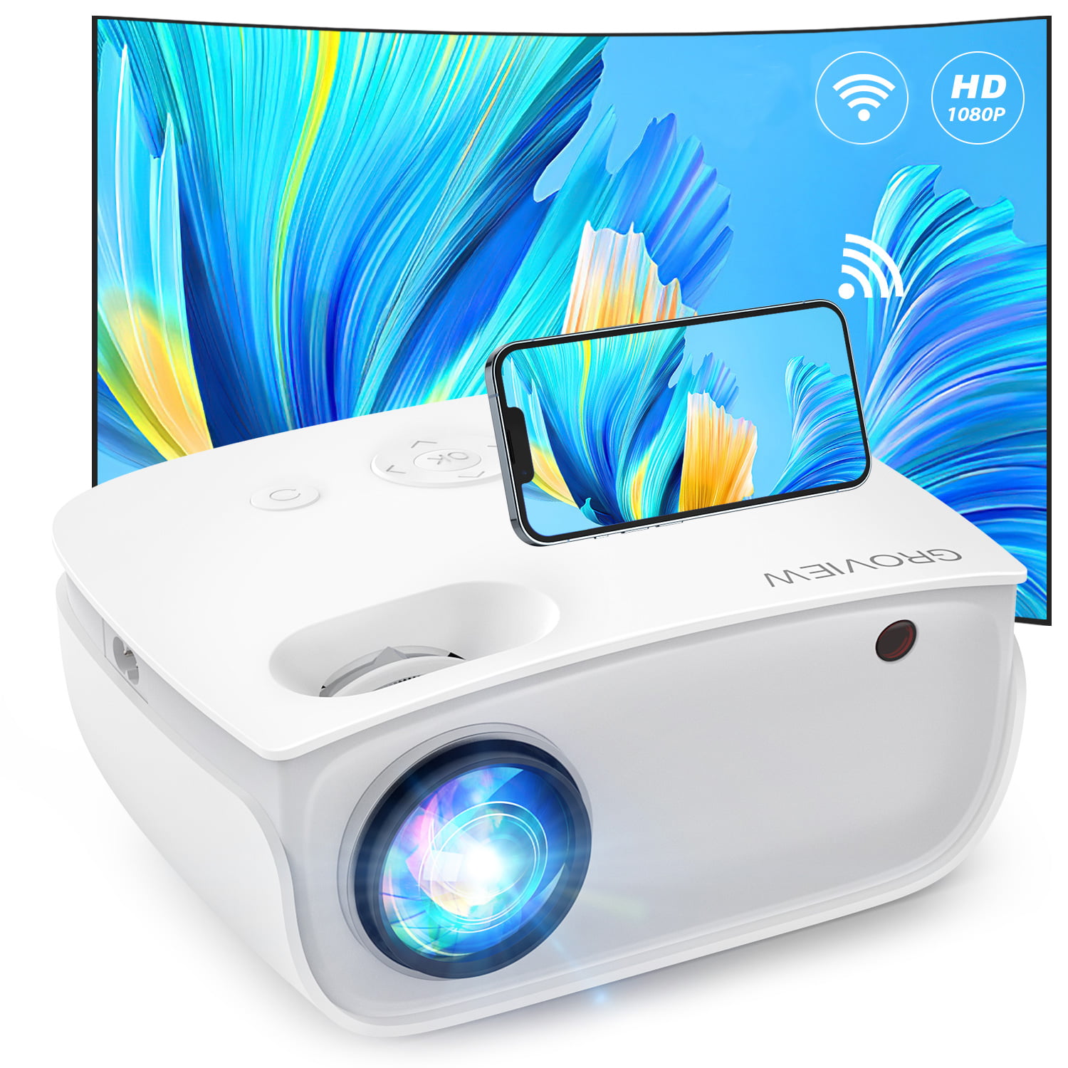 Mini WiFi Projector, 7500 Portable Movie Projector Projector Screen, 1080P & 240" Display Supported, Home Theater Projector Compatible with TV Stick, Android, iPhone - Walmart.com