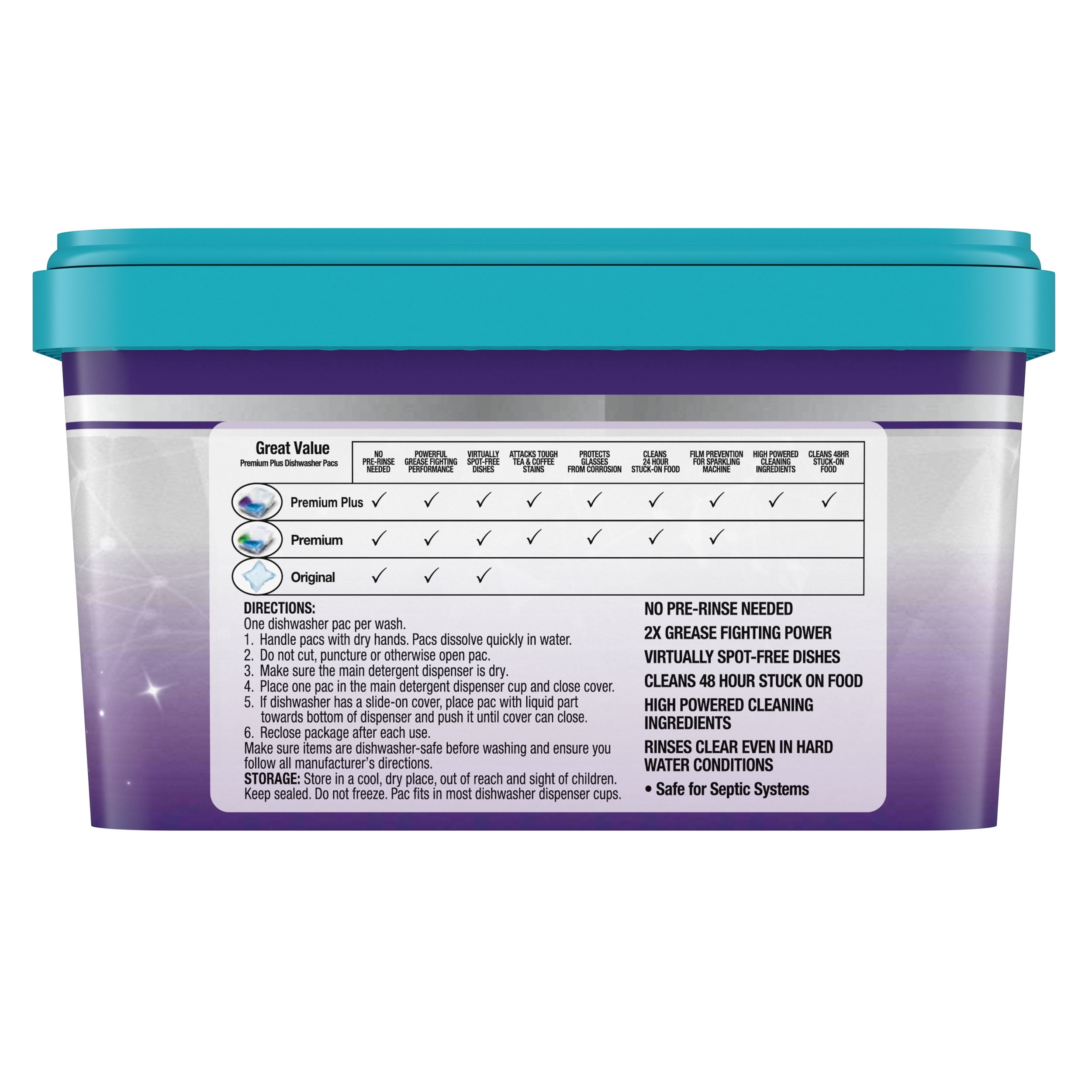 Great Value Premium Plus Dishwasher Pacs, Fresh Scent, 66 Count
