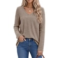 thumbnail image 2 of Fantaslook Long Sleeve Shirts for Women V Neck Lightweight Sweaters Casual Fall Tunic Tops Fashion Spring Clothes, 2 of 10