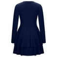 thumbnail image 4 of Womens Wrap V Neck Long Sleeve Cake Dress A Line Cocktail Party Swing Fit Flare Skater Mini Dress Autumn Solid Casual Dress, 4 of 7