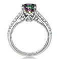 thumbnail image 4 of Gem Stone King 925 Sterling Silver Green Mystic Topaz and White Created Sapphire Engagement Ring for Women (2.30 Cttw, Cushion 7MM, Available in Size 5, 6, 7, 8, 9), 4 of 7