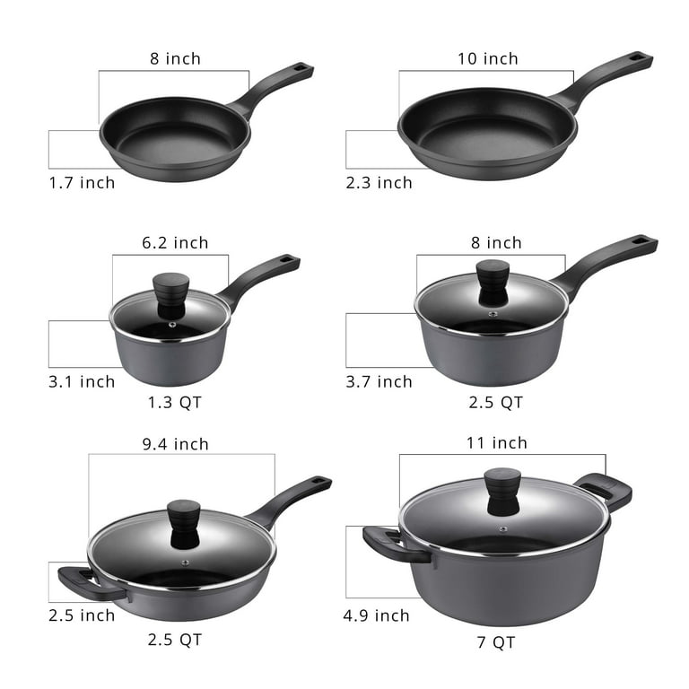 Bergner 8 x 10 Stainless Steel Non Stick Frying Pan Set