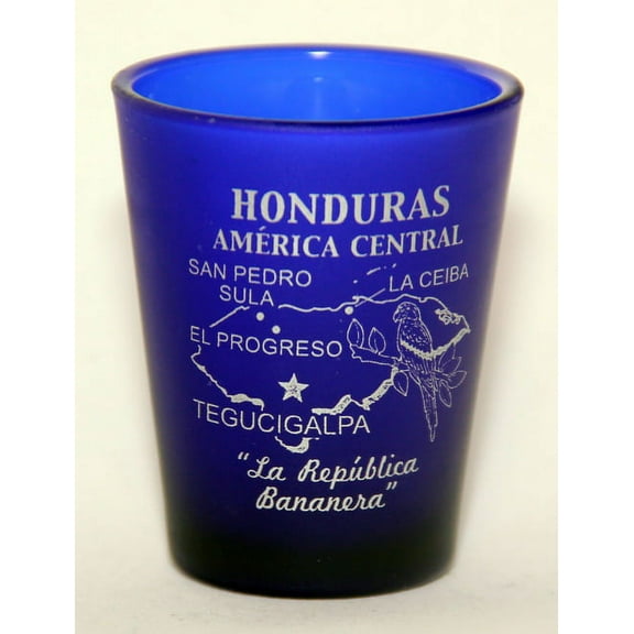 Honduras Central America Cobalt Blue Frosted Shot Glass
