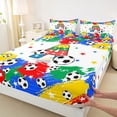 thumbnail image 4 of Castle Fairy Colorful Soccer Letter A Bed Sheets 4-Piece, Stars Print Full Size Sheets, Yellow Red Blue Green,1 Fitted Sheet, 1 Flat Sheet and 2 Pillowcases, 4 of 6