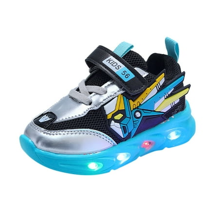 

Zshosam Little & Big Boys Lightning Bolt Light-up Play Sneakers(Blue 24)