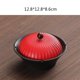 thumbnail image 3 of Cenicero de cerámica redondo con tapa roja y naranja for escritorio de hotel o sala de estar., 3 of 3