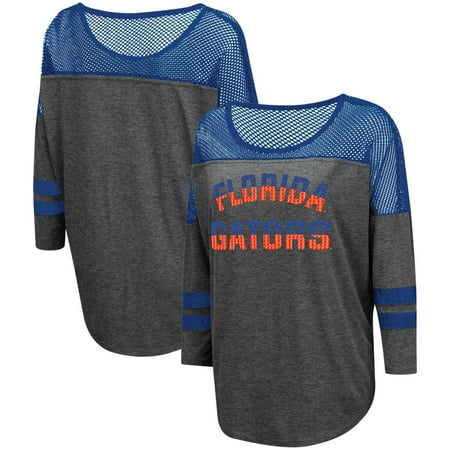 Yokes Charcoal - Florida Gators Colosseum Women's Fine! Oversized Mesh Yoke 3/4-Sleeve T-Shirt - Charcoal